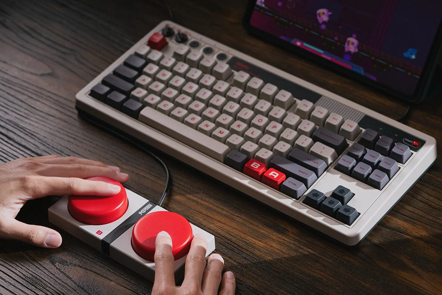 8Bitdo Retro Mechanical Keyboard, Bluetooth/2.4G/USB-C Hot Swappable Gaming Keyboard with 87 Keys, Dual Super Programmable Buttons for Windows and Android - N Edition - QWERTY English Keyboard