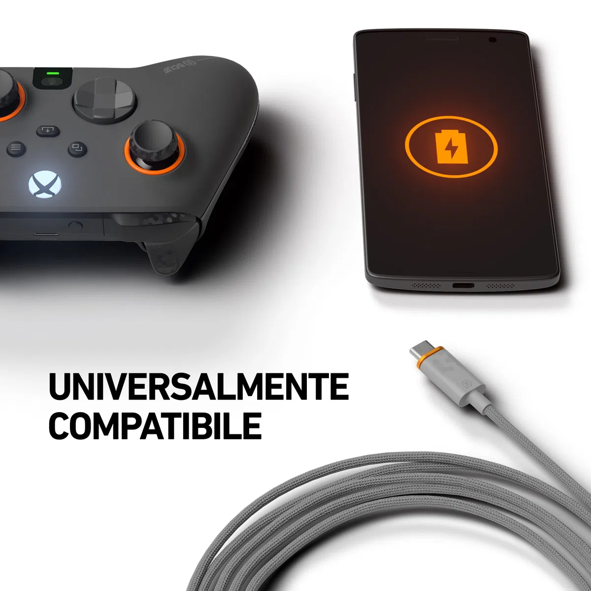 game_video SCUF Cavo Intrecciato USB-C – USB Type C da 2 Metri per la Connessione e la Carica dei Controller per Xbox, dei Controller per PS5 e Smartphone - Grigio Chiaro