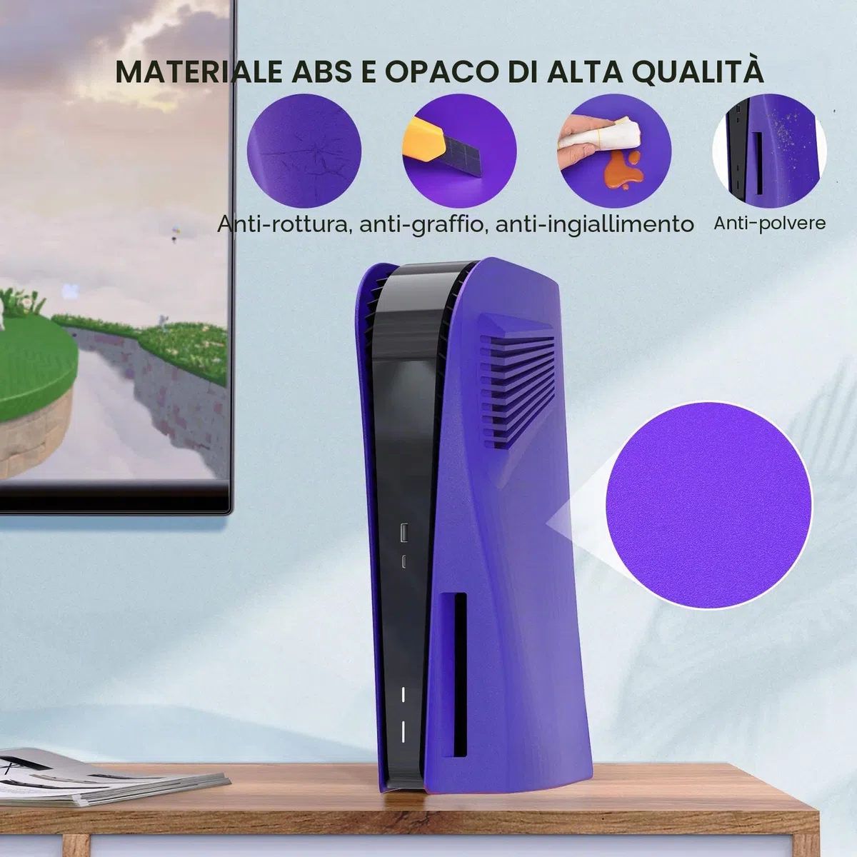 Piastre per Disc Edition, innoAura Piastre frontali con prese d'aria di raffreddamento, cover protettiva antigraffio antipolvere, Custodie di Ricambio in ABS Premium (Viola)