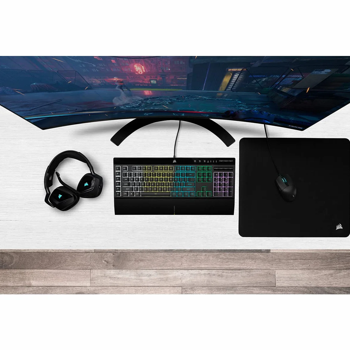 CORSAIR K55 RGB PRO Tastiera a membrana cablata IP42 resistente polvere spruzzi acqua 6 tasti macro Elgato iCUE QWERTZ DE Nero