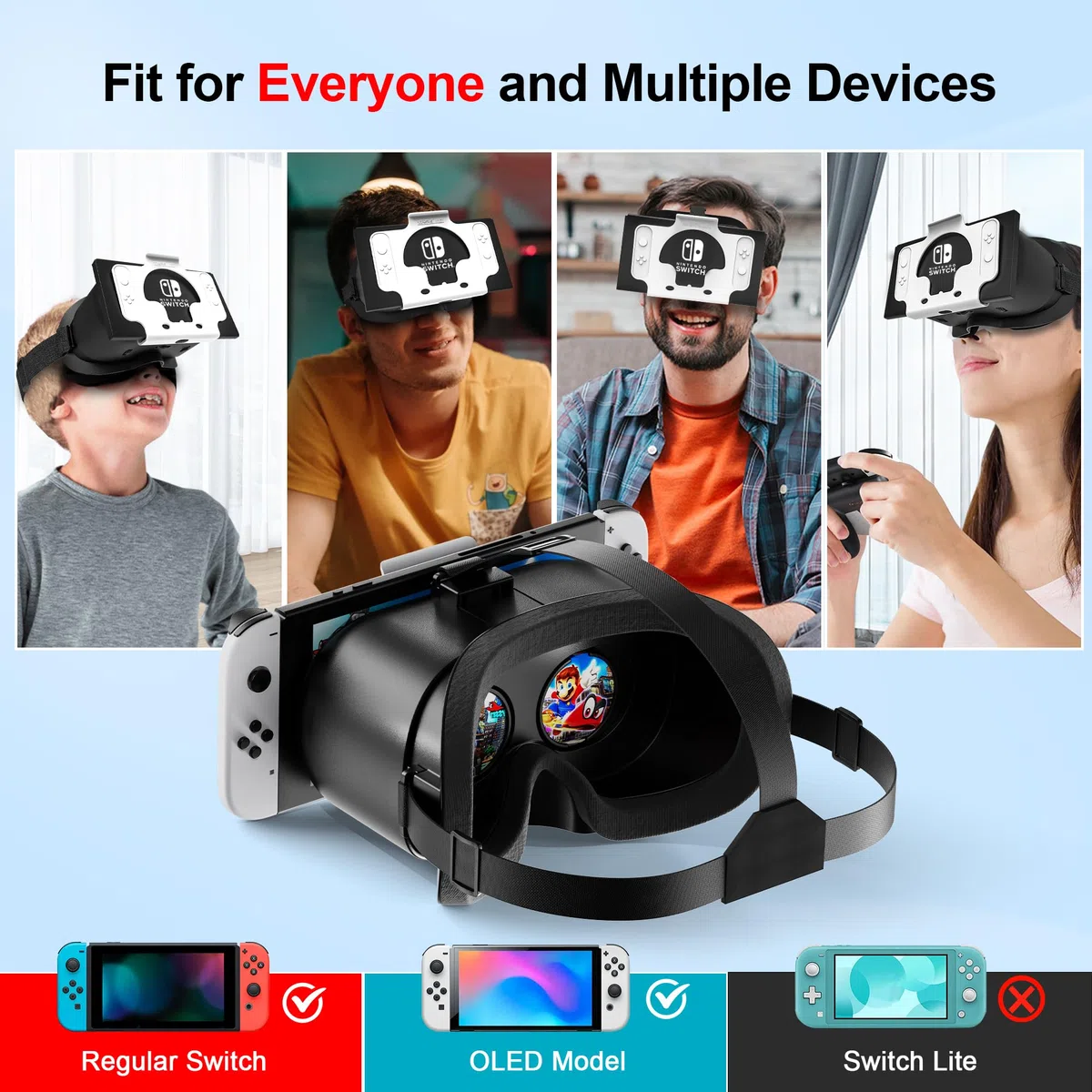 Nintendo Switch VR occhiali lenti HD regolabili fascia comoda kit 3D accessori
