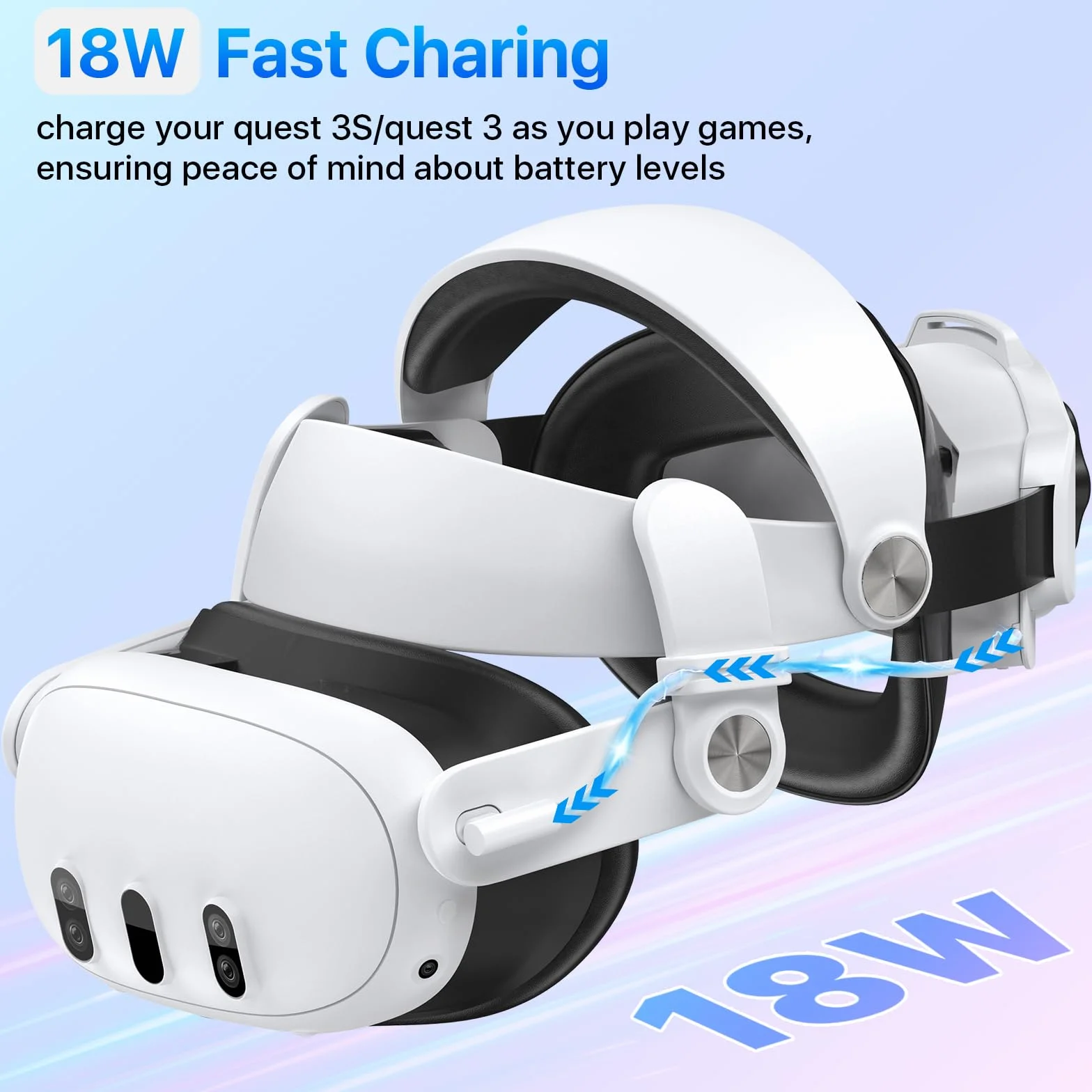 Elite Cinturino per Quest 3S/ Quest 3 con Batteria 15000 mAh, Carica Rapida, Supporto Equilibrio VR
