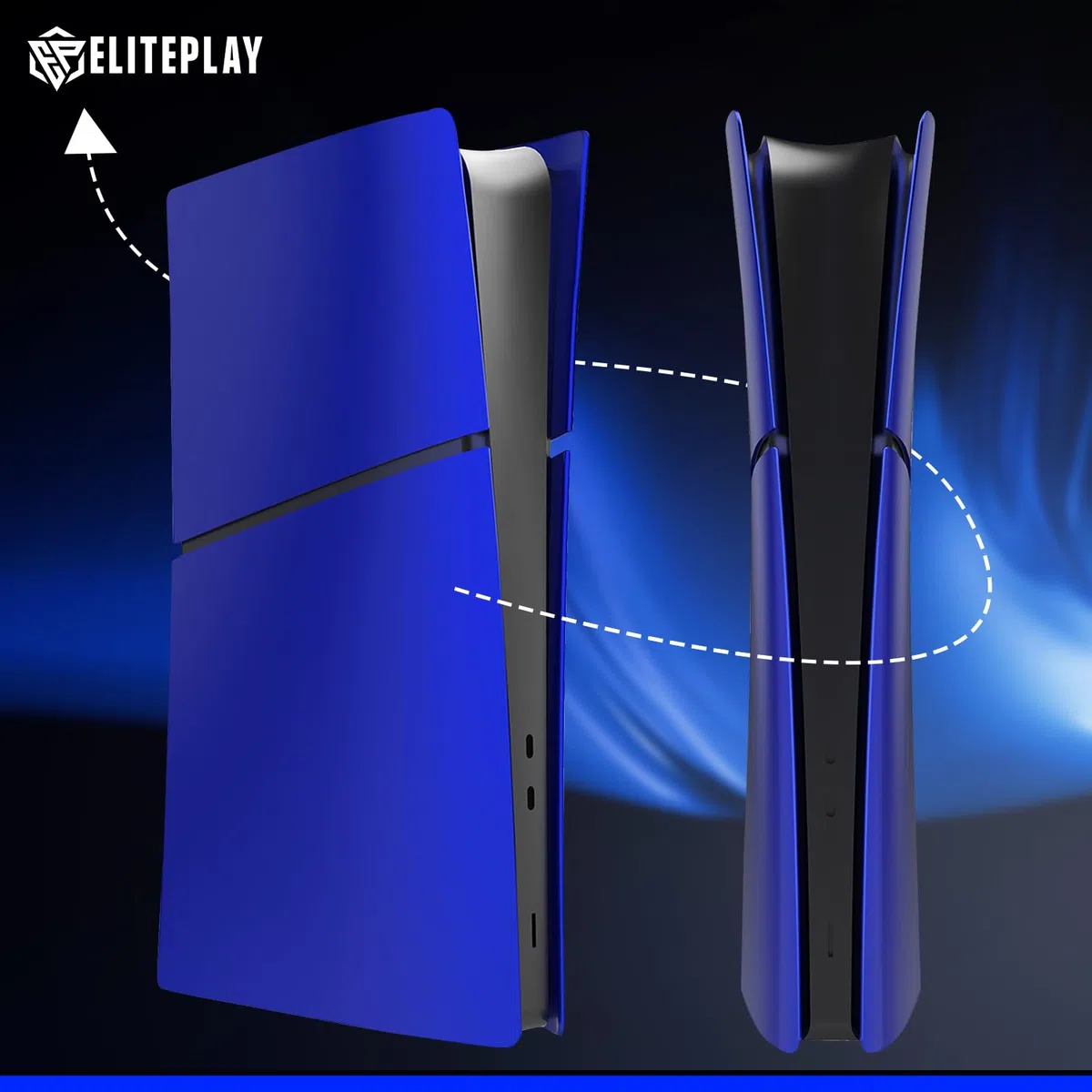 ElitePlay Piastre di Ricambio Cover Frontale Sottile Digitale PS5 Blu Cobalto Slim Edizione Digitale
