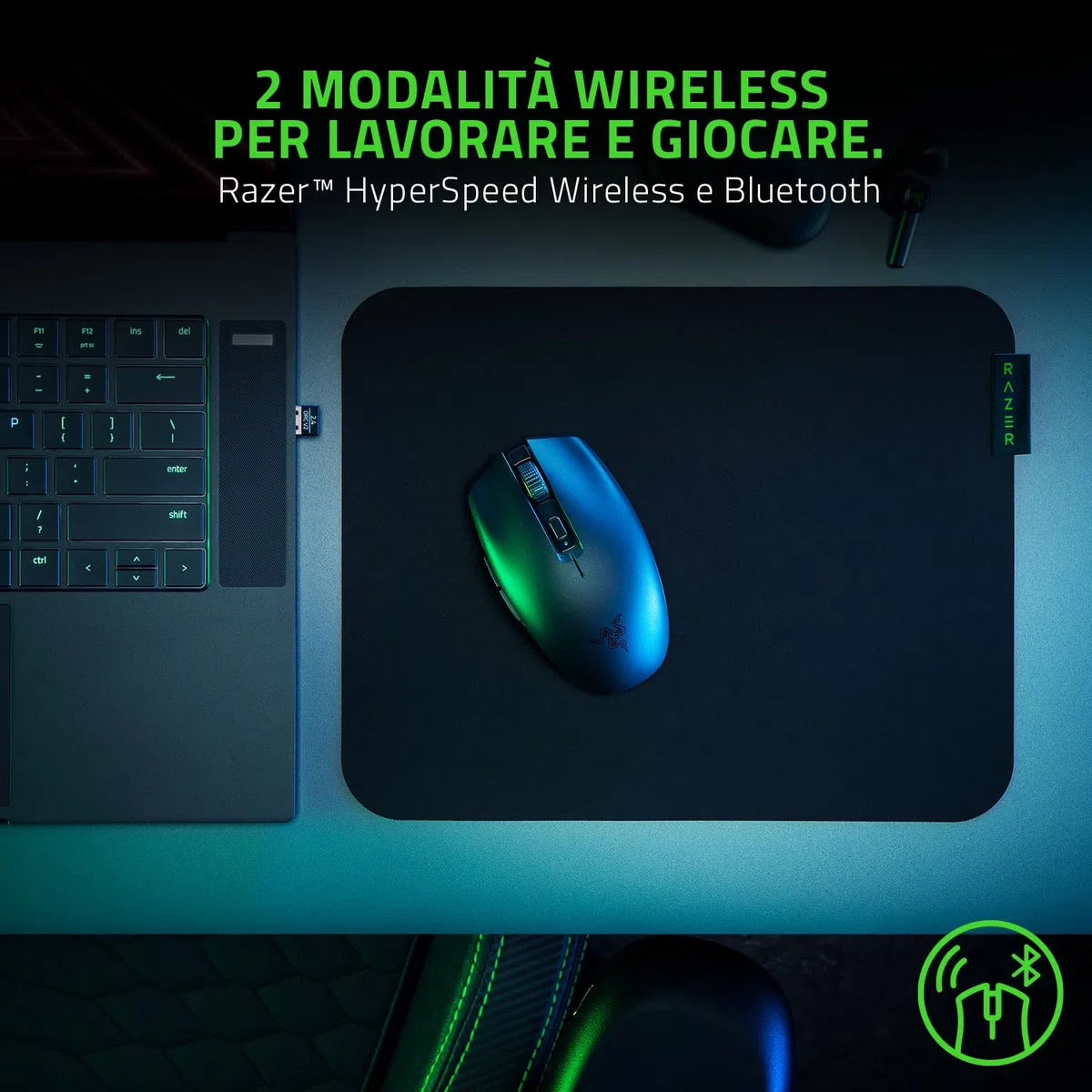Razer Orochi V2 - Mouse da Gioco Wireless Mobile con Durata Della Batteria Fino a 950 Ore (Design leggero, Bluetooth, Interruttori Meccanici del Mouse di Seconda Generazione) Nero