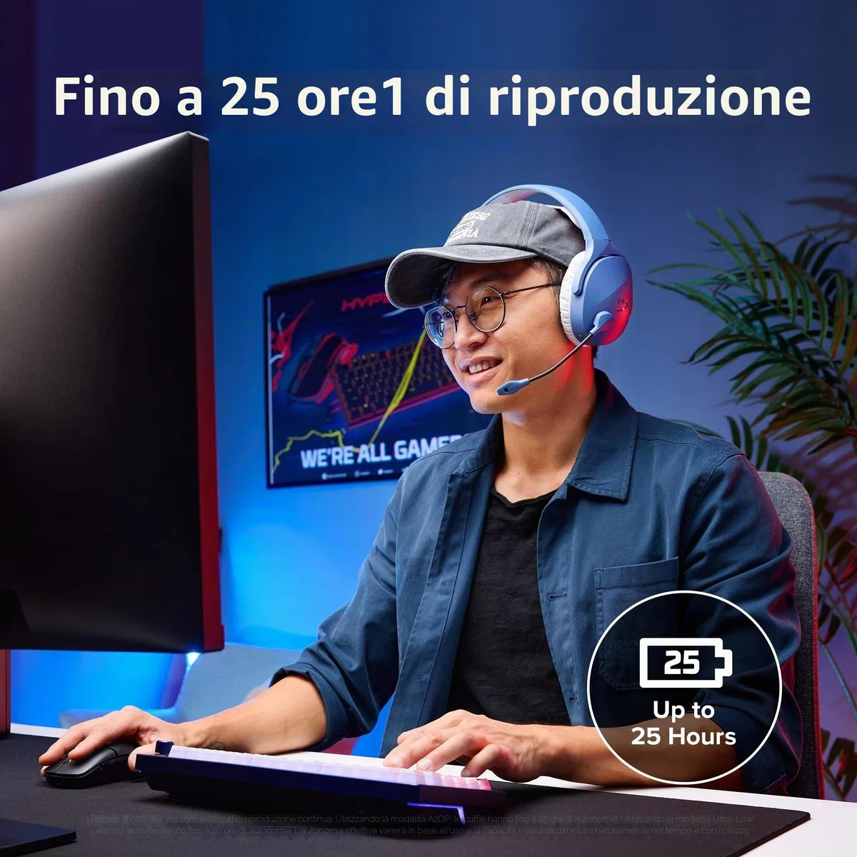 HyperX Cloud Jet Cuffie da Gioco Dual Wireless 2,4 GHz Bluetooth PC Mac PS5 PS4 40mm Driver 25 Ore Batteria Microfono Girevole Mute Design Leggero Nero