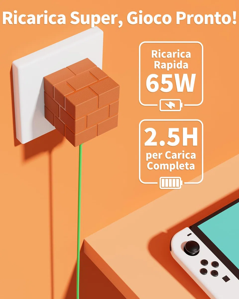 Caricatore per Switch da 65 W, compatibile con Nintendo/OLED/Steam Deck/Samsung Dex/iPad/MacBook, docking station TV portatile per Switch con GaN e ricarica rapida PD USB-C