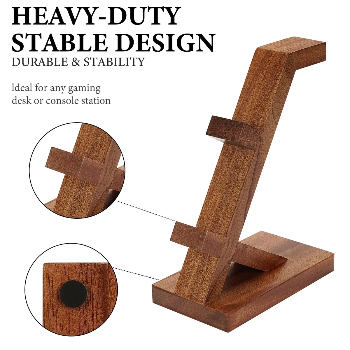 Geekria Supporto per controller e cuffie in legno massello, supporto per riporre il controller per PS4/PS5/Xbox/Switch/8BitDo, accessori universali per giochi da scrivania