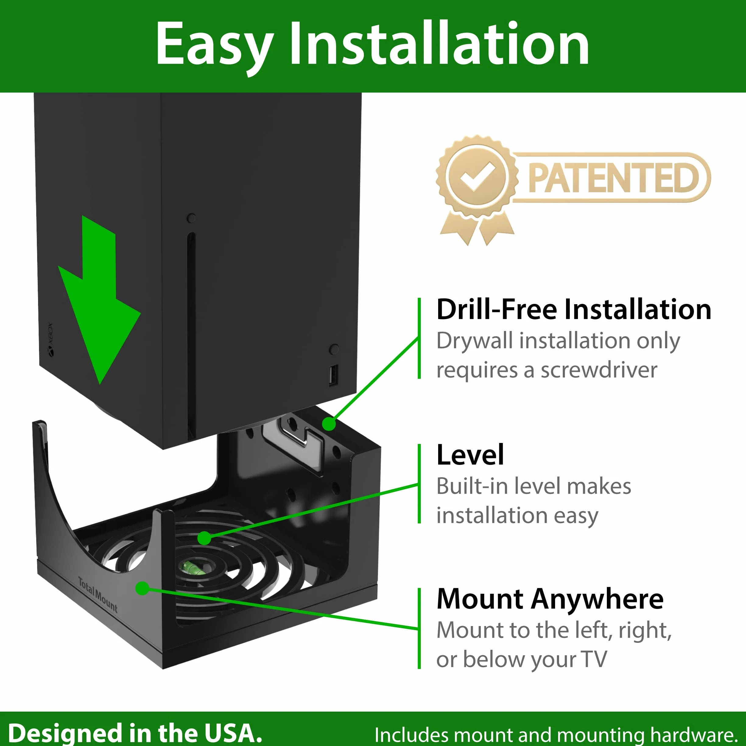 TotalMount Supporto a parete per Xbox Series X con livella a bolla d'aria