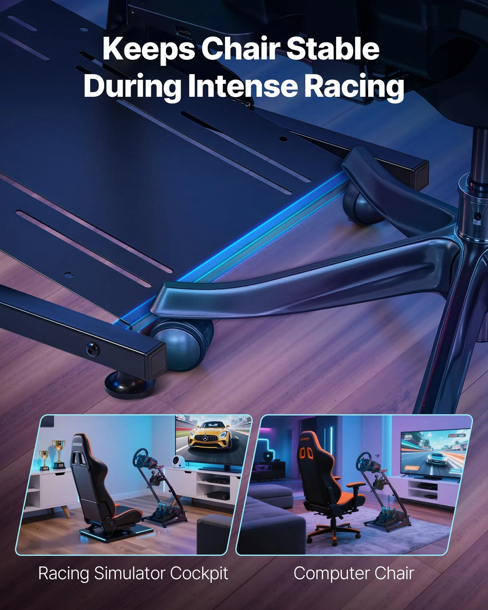 VEVOR Supporto Volante da Corsa Pieghevole Regolabile per Logitech G29 G27 G920 G923 Thrustmaster T300RS T300GT T248 TS-PC TSXW Gaming Cockpit