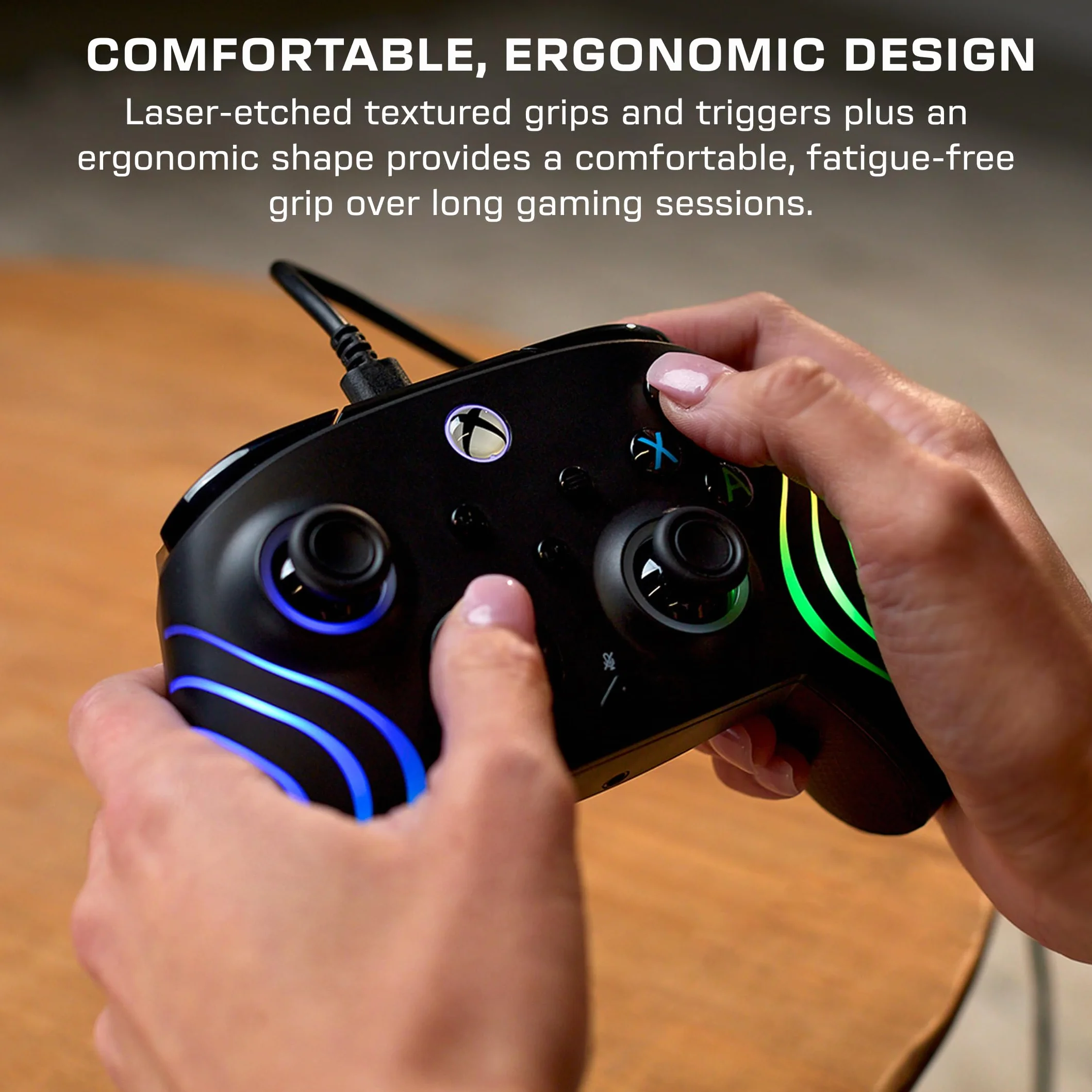 Turtle Beach Afterglow Wave Nero Controller Gamepad RGB cablato per Xbox Series XS, Xbox One e Windows