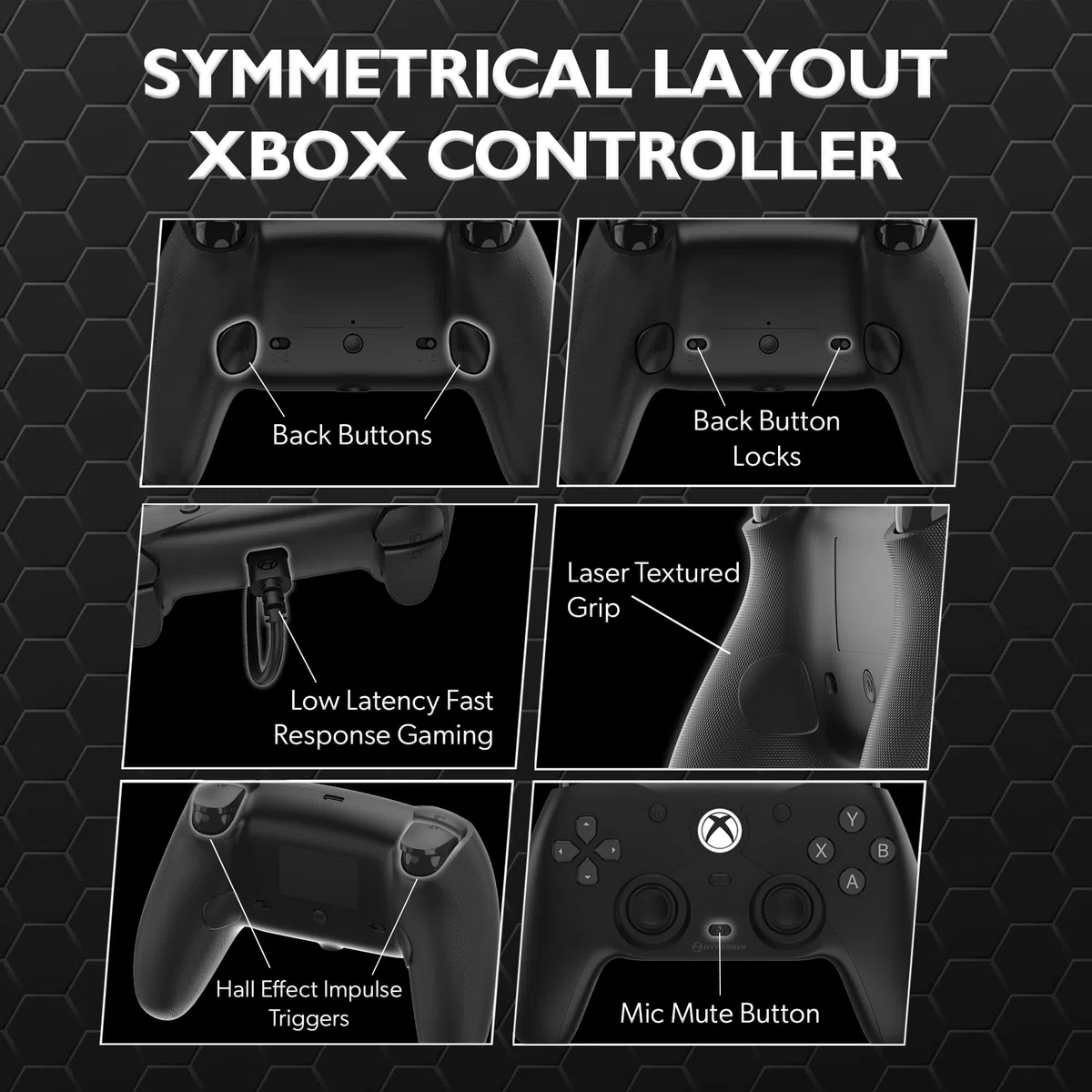 Hyperkin The Competitor Controller cablato per Xbox Series X|S, Xbox One e PC - Joystick effetto Hall e trigger di impulsi, layout simmetrico, USB-C, anti-deriva, D-Pad di precisione, ergonomico