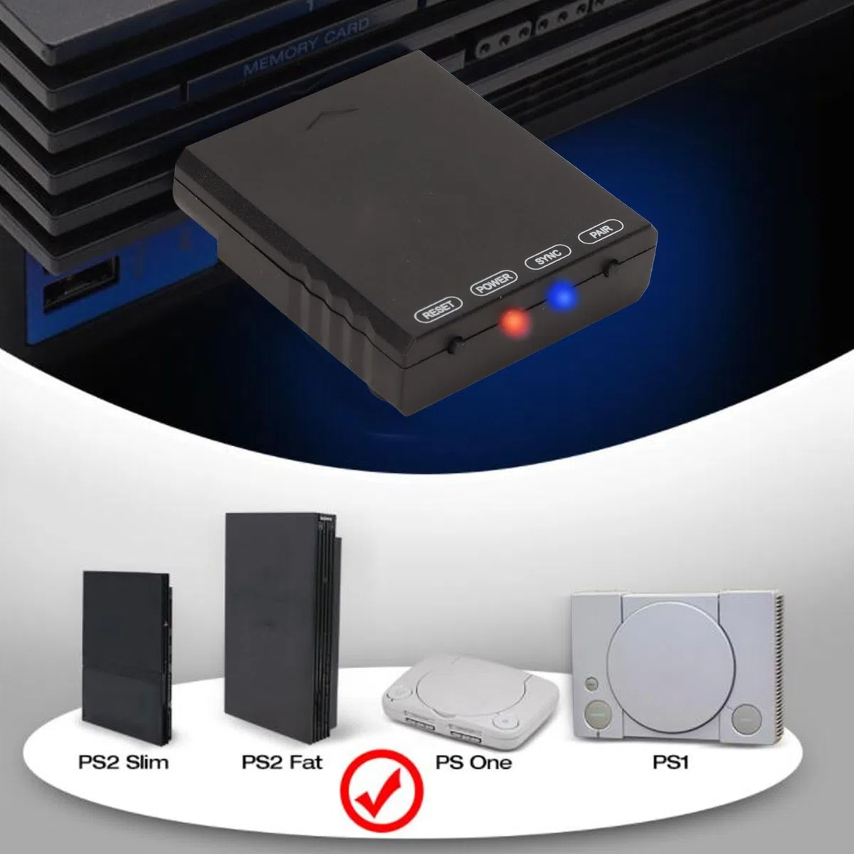 Blueretro Adattatore Controller Wireless Bluetooth Multigiocatore con Stato LED Convertitore Console retrò per PS1 PS3 PS5 Switch