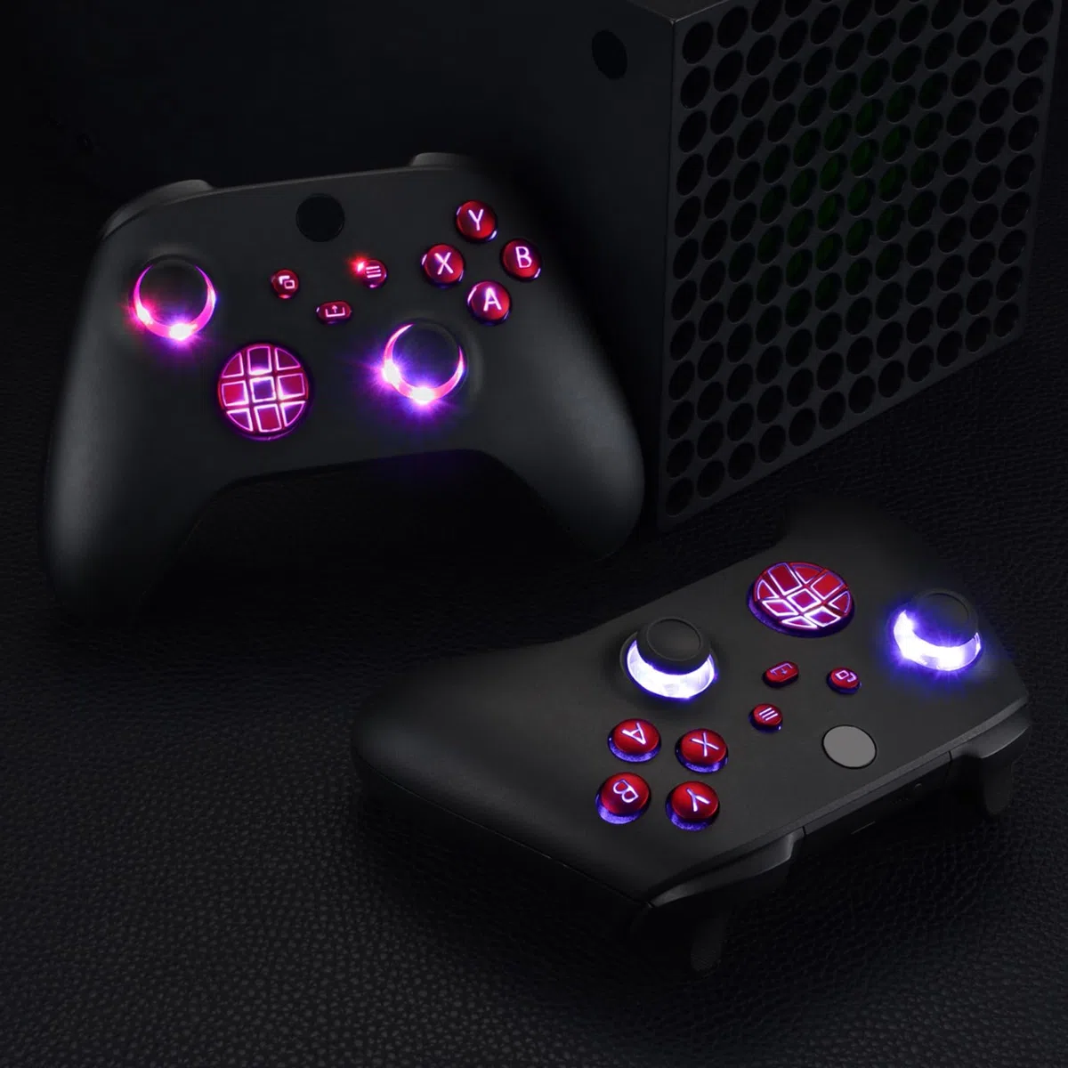 eXtremeRate Multicolori Tasti Luminosi Ricambio per Xbox Series X S Controller LED Kit Rosso Scarlatto