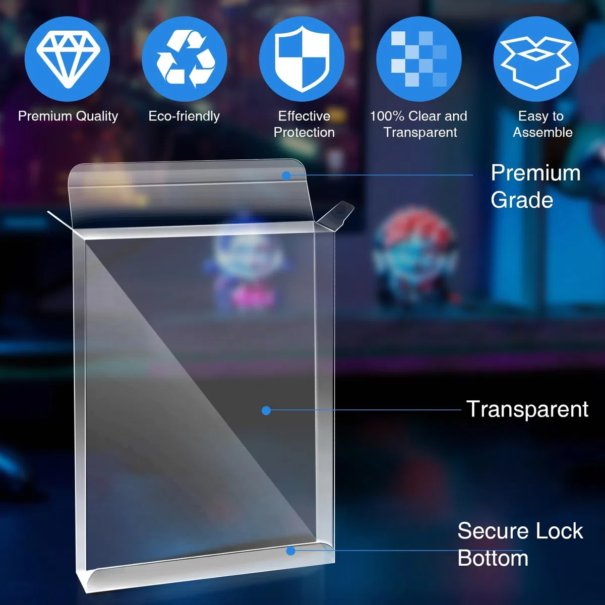 20 custodie protettive in plastica trasparente per cartucce Atari 2600 7800