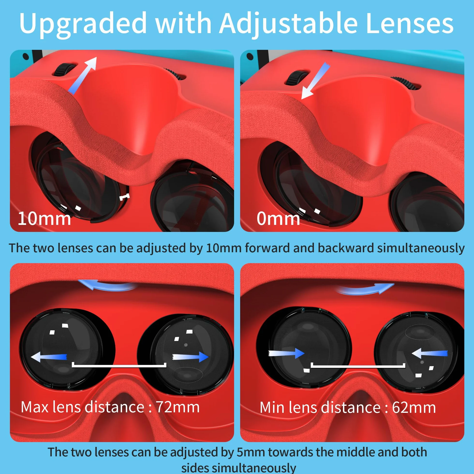 DEVASO Cuffie VR per Nintendo Switch OLED con Lenti HD Regolabili Cinghia Testa