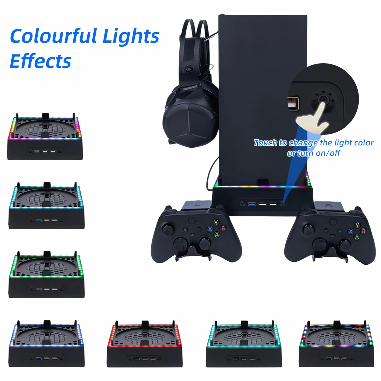 Mcbazel Xbox Series X Kit Montaggio Parete con Ventola Raffreddamento LED RGB, Staffa Raffreddamento regolabile Velocità USB