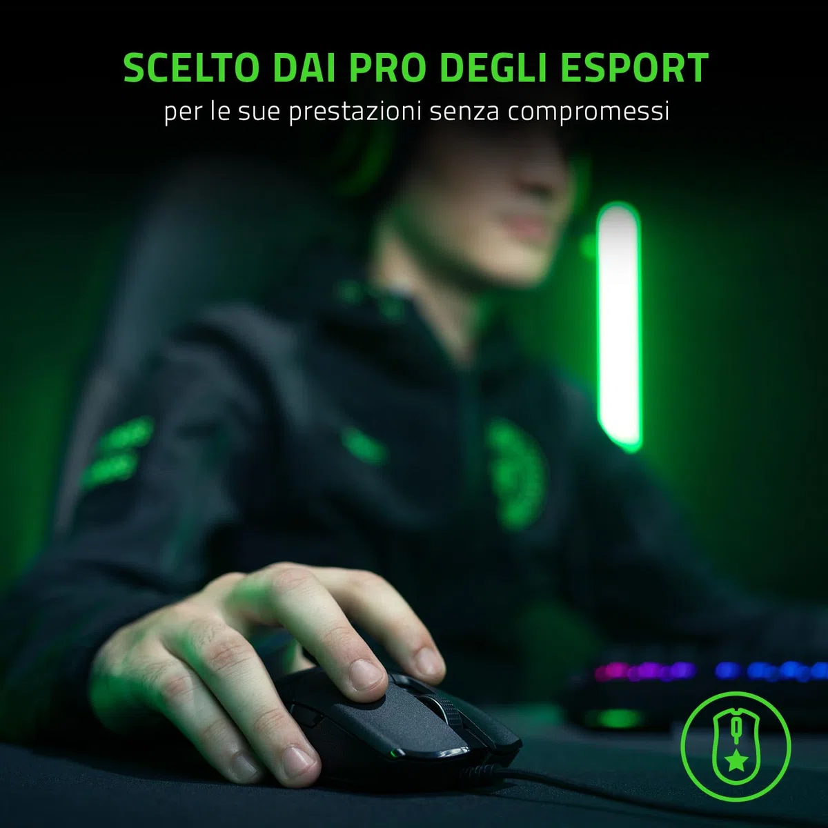 Razer Viper 8K Hz Mouse da Gioco E-Sport Ambidestro 8000 Hz Hyperpolling Sensore Ottico DPI 20K Nero