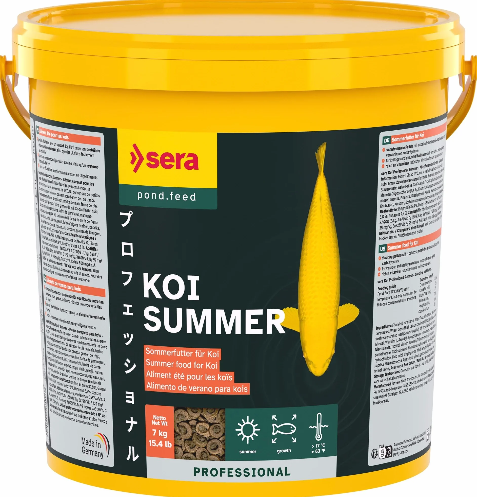 sera koi professional summer 21 L 7 kg | mangime per Koi 21.000 ml | per temperature calde | ottimale contenuto di sostanze nutritive