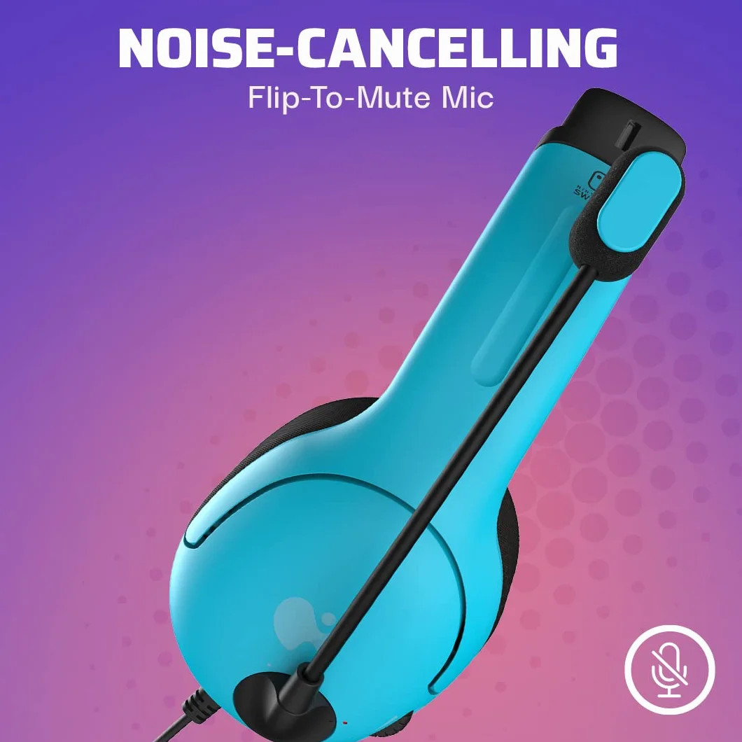 PDP Gaming LVL40 Stereo Headset for Nintendo Switch PC iPad Mac Laptop - Noise Cancelling Microphone Lightweight On Ear Headphones Blue Red