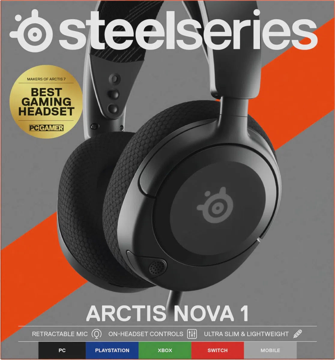 SteelSeries Arctis Nova 1 Cuffie Gaming Multisistema Driver Hi-Fi Audio Spaziale 360° Memory Foam PC PS5 PS4 Switch Xbox Nero