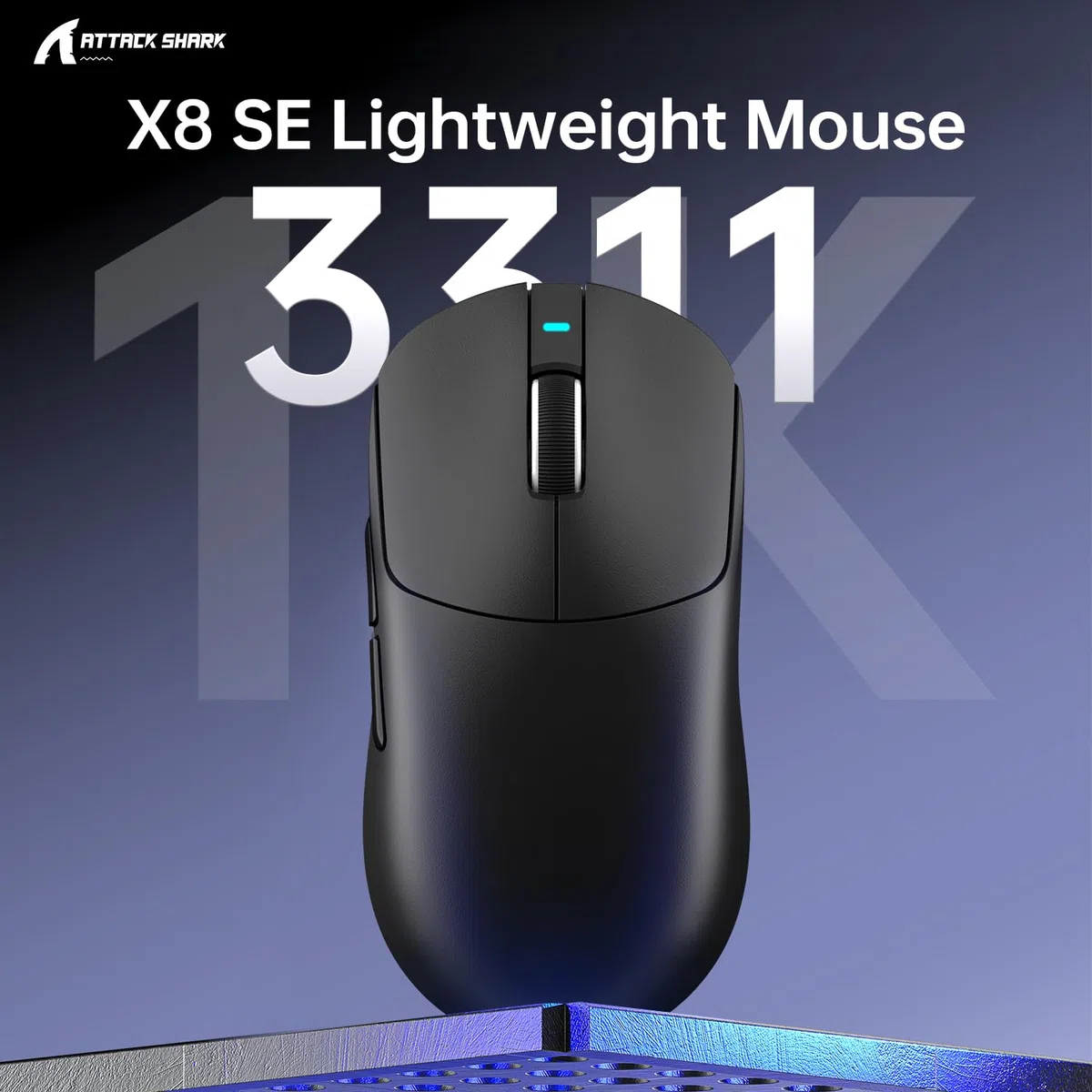 ATTACK SHARK X8SE Gaming Mouse, 55g Superlight, PixArt PAW3311 Sensor, 2.4G Wireless/Wired, 25000 DPI, 500mAh, Black