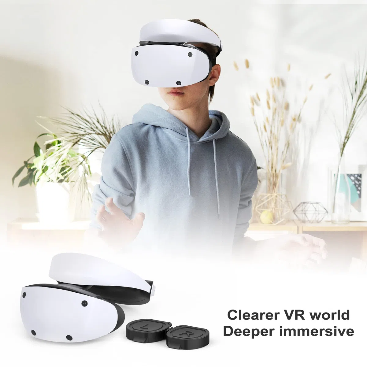 FASTSNAIL Confezione da 2 protezioni per obiettivo compatibili con PlayStation VR 2, lenti lavabili per PS VR2, anti-graffio antipolvere, copriobiettivo, accessorio compatibile con PS5 VR2