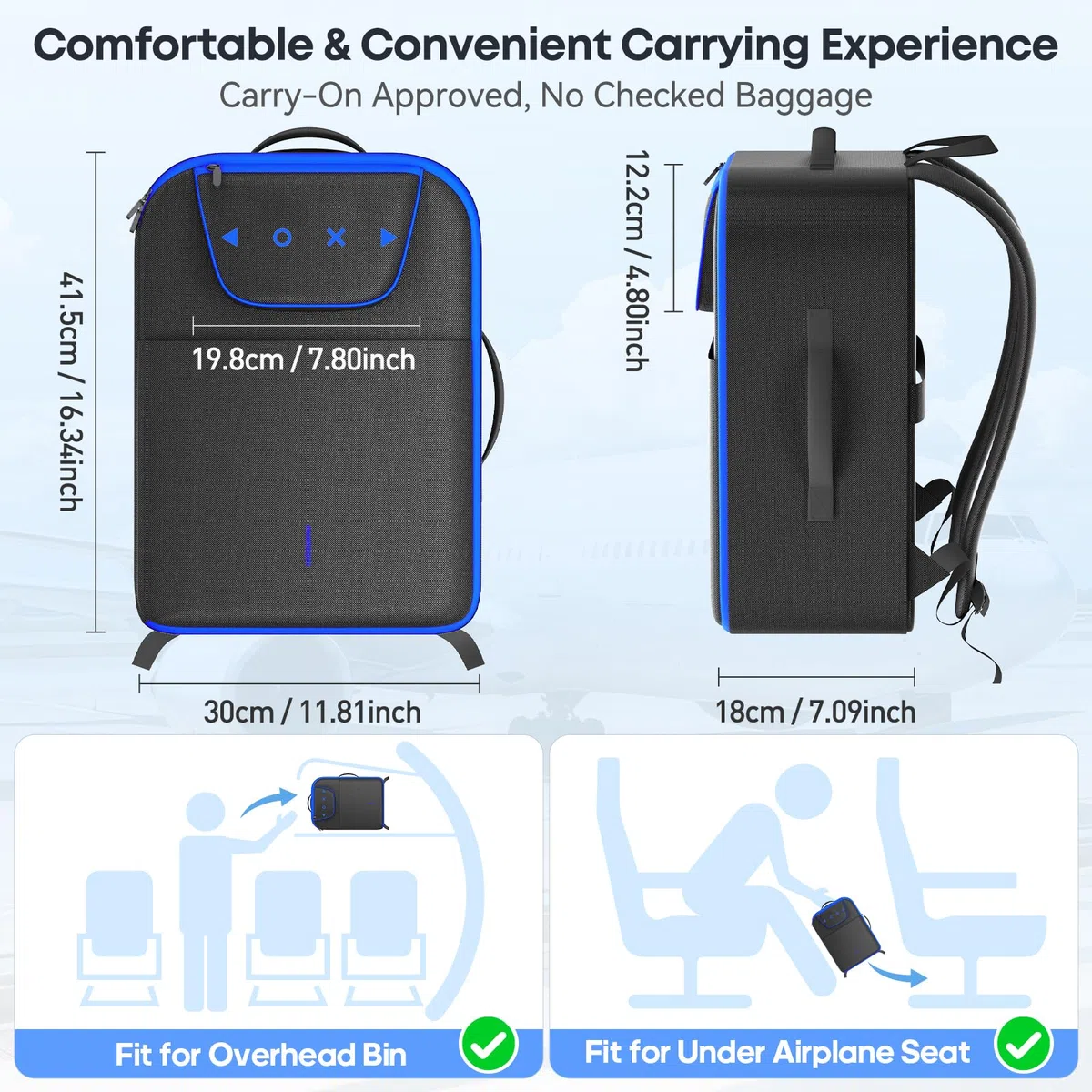 Zaino PS5 da Viaggio Compatibile con Console PS5/SLIM/PRO, Custodia Controller di Grande Capacità per Laptop 16", Cuffie, Borsa Accessori Gioco