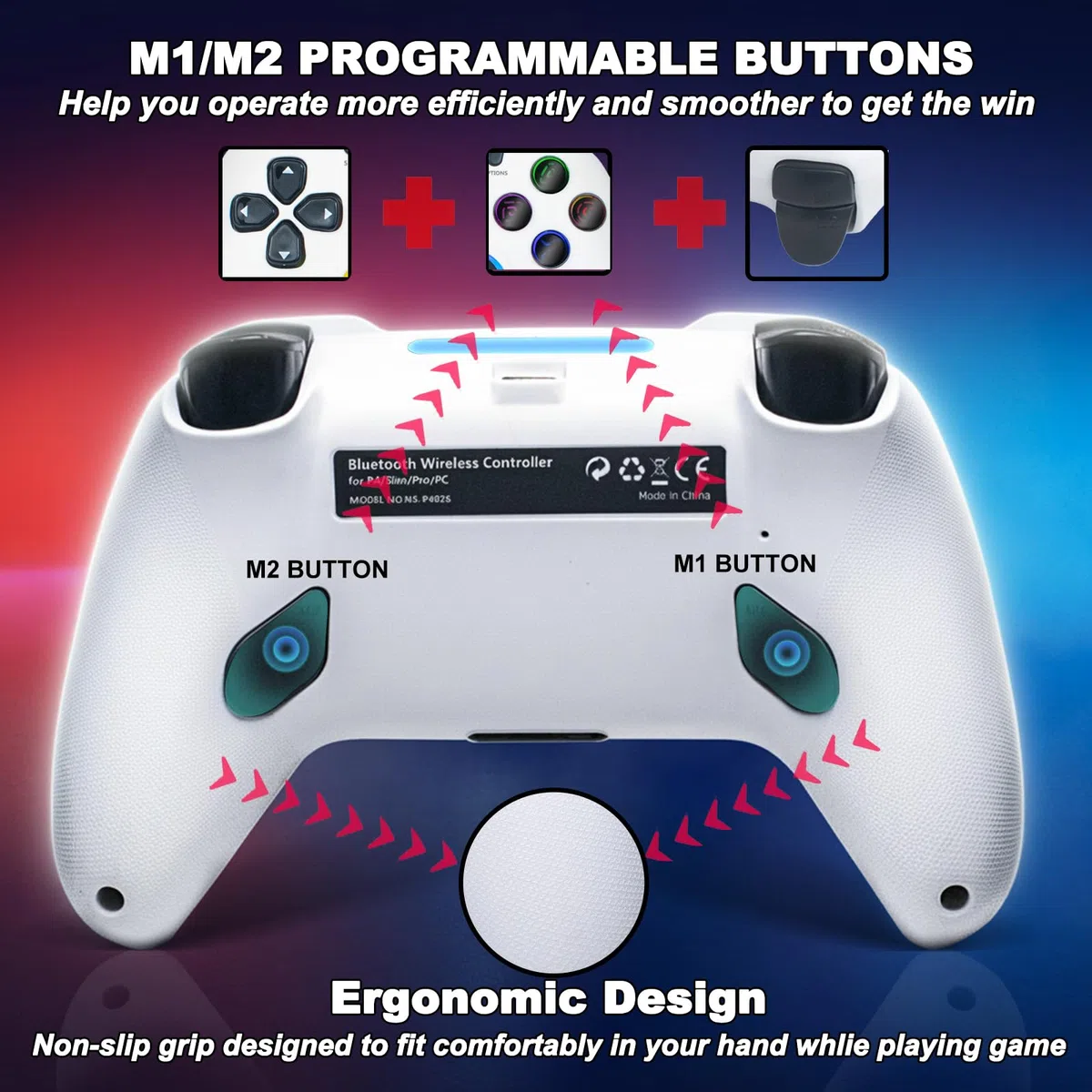 Kontroler Bezprzewodowy DuLingKer z Efektem Halla dla PS4/Pro/Slim, Joystick z RGB i Wibracjami