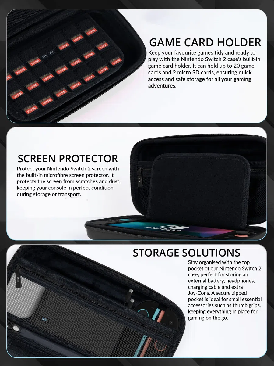 Orzly Accessori per Nintendo Switch 2 (2025) – Custodia Protettiva con Pellicola, Cavo di Ricarica, Cuffie, Edizione Regalo