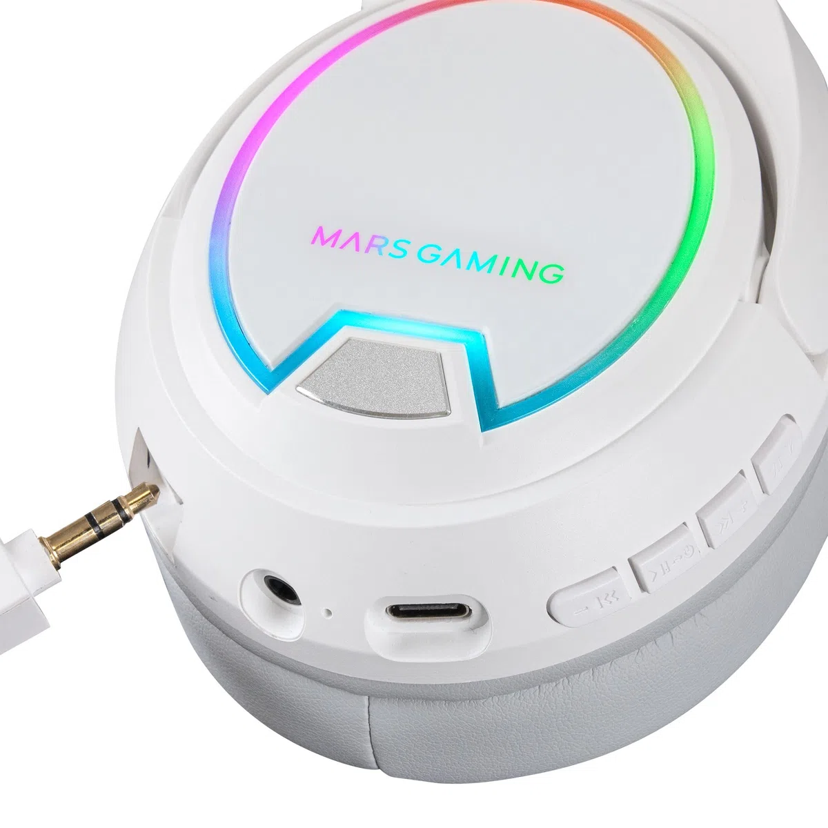 Mars Gaming MHW-100 Bianco Cuffie Wireless ARGB Flow Microfono ENC Rimovibile Ultraleggero Cancellazione Passiva Rumore Compatibilità Universale