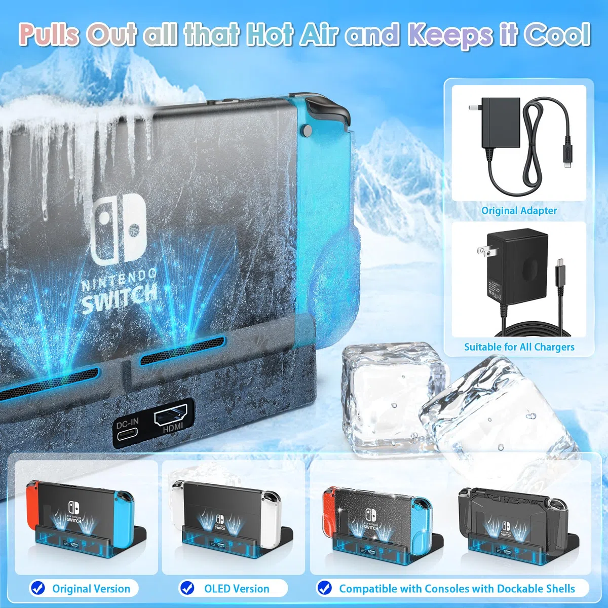 Fenolical Switch TV Dock Station compatibile con Nintendo, stazione di ricarica HDMI 4K/1080P con 12 posti di gioco