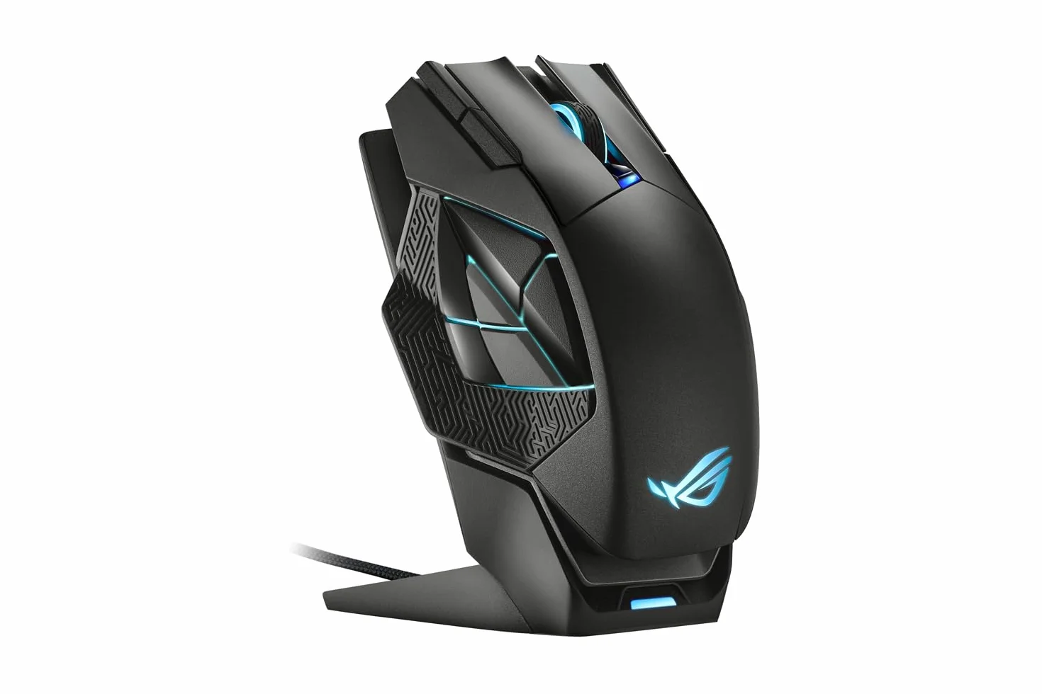 ASUS ROG Spatha X Mouse Gaming Dual-Mode (Wireless e USB-C), Sensore Ottico 19.000 DPI, 12 Tasti Programmabili, Socket Switch Push-Fit, ROG Micro Switch, Base di Ricarica Magnetica, ROG Paracord, Nero