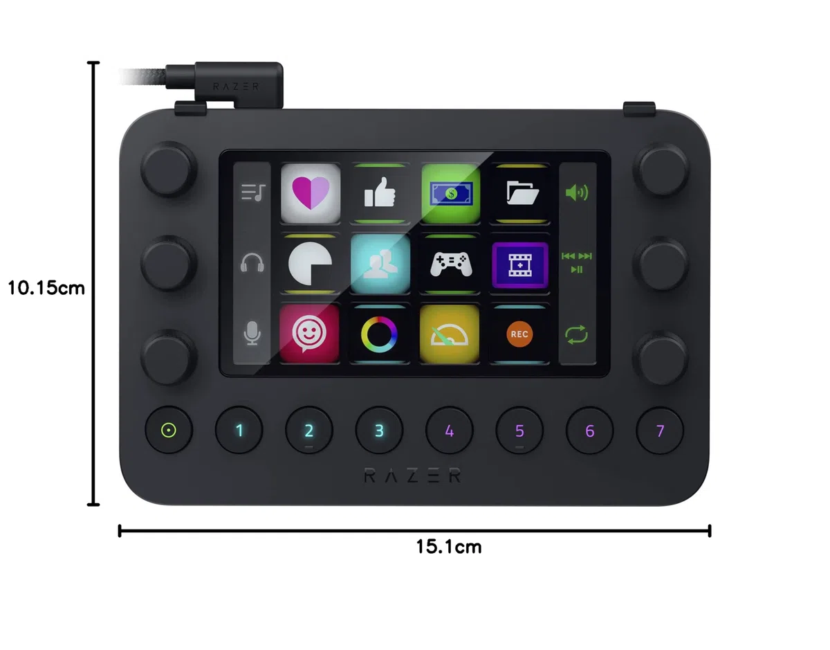 Razer Stream Controller - Tastiera All-in-One per lo Streaming e la Creazione di Contenuti (12 Tasti Aptici Commutabili, 6 Quadranti Analogici Tattili, 8 Pulsanti Programmabili) Nero