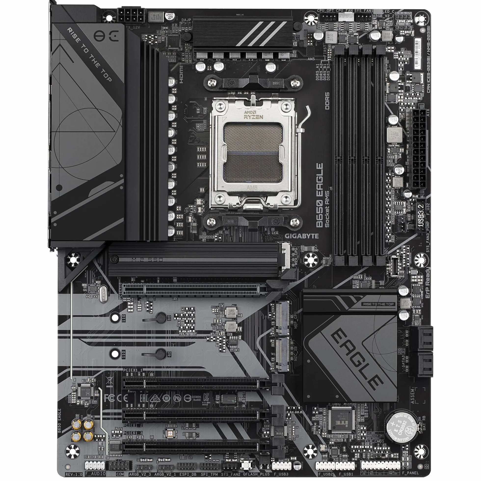 GIGABYTE B650 EAGLE Scheda madre - AMD Ryzen serie 9000, VRM a 12+2+2 fasi, fino a 7600 MHz DDR5 (OC), 1xPCIe 5.0 + 2xPCIe 4.0 M.2, LAN GbE, USB 3.2 Gen 2