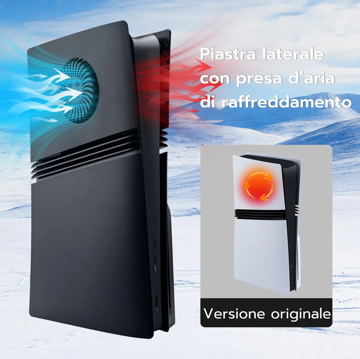 Mcbazel Pannello di Sostituzione per Cover Laterale con Ventilazione di Raffreddamento e Filtro per Polvere per la Console PS5 Pro Disc Edition - Nero (Non compatibile con PS5/Slim)