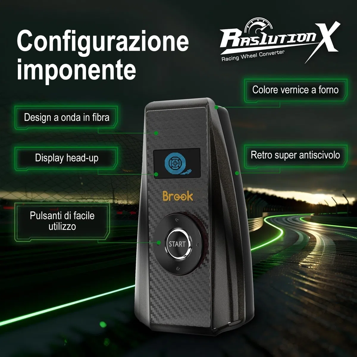 Mcbazel Brook Ras1ution X Convertitore per Volante da Corse per Xbox Series X|S/Xbox One/Xbox 360, Supporta oltre 60 Volanti, Retroazione della Forza Regolabile, Personalizzazione tramite App Mobile