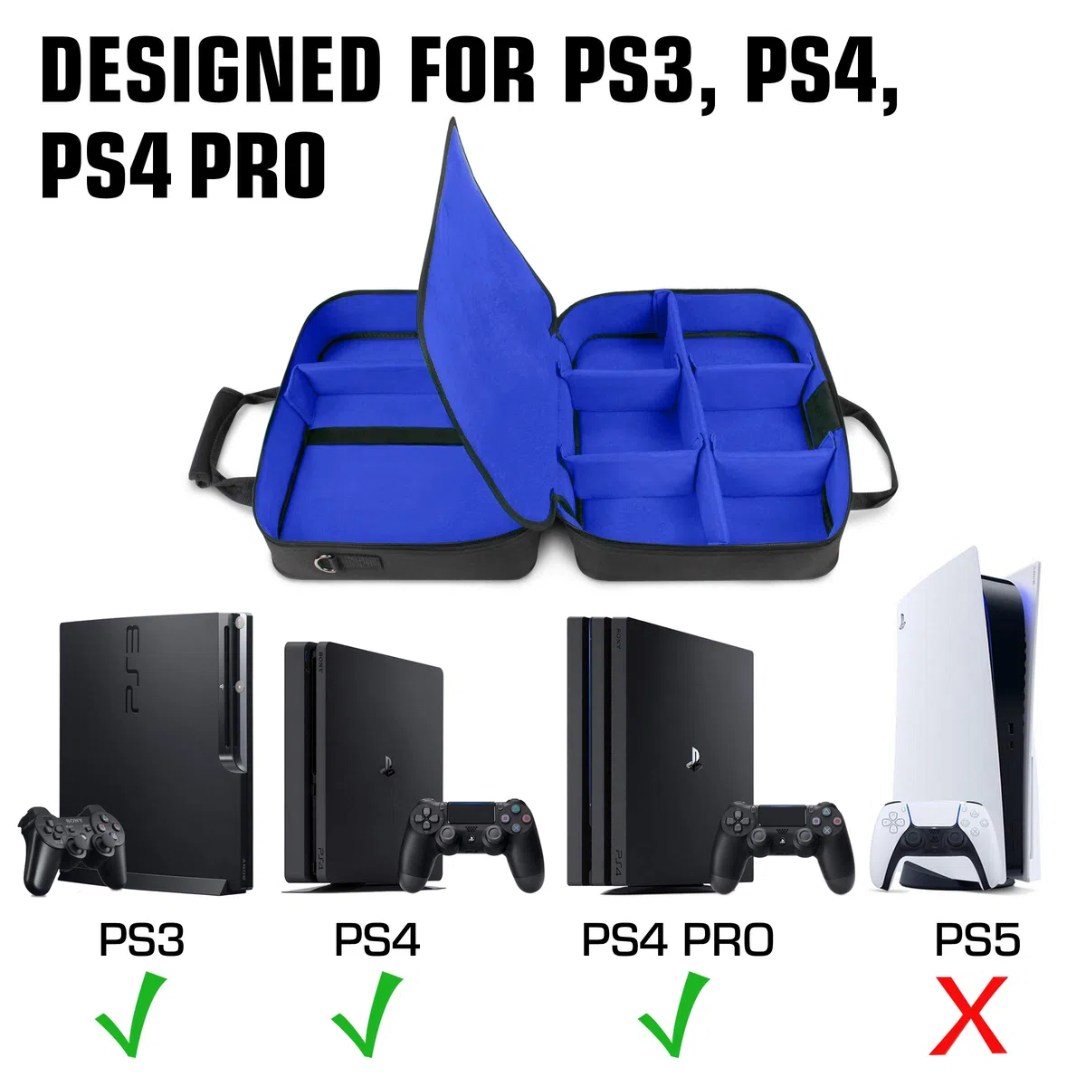 USA GEAR Borsa per Console di Gioco Resistente All'Acqua per Xbox One Xbox 360 PS4 PS3 Controller Giochi Accessori