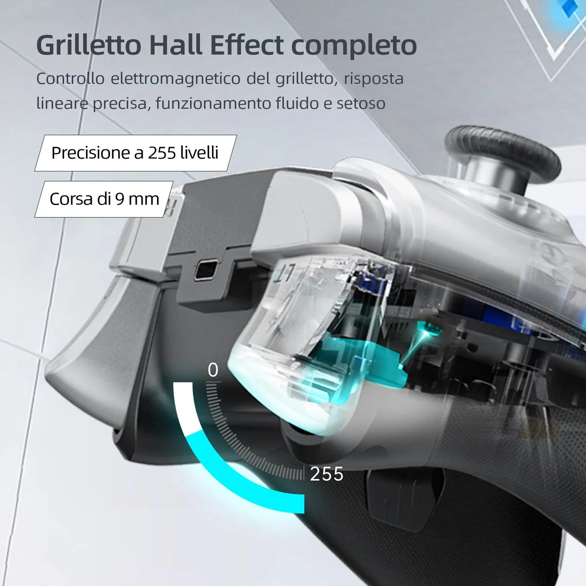 Machenike G5PRO Wireless Controller RGB Joystick PC Gaming Hall Effect Trigger Tasti meccanici Compatibile PC/NS/TV/smartphone TURBO 5 Livelli vibrazione Nero