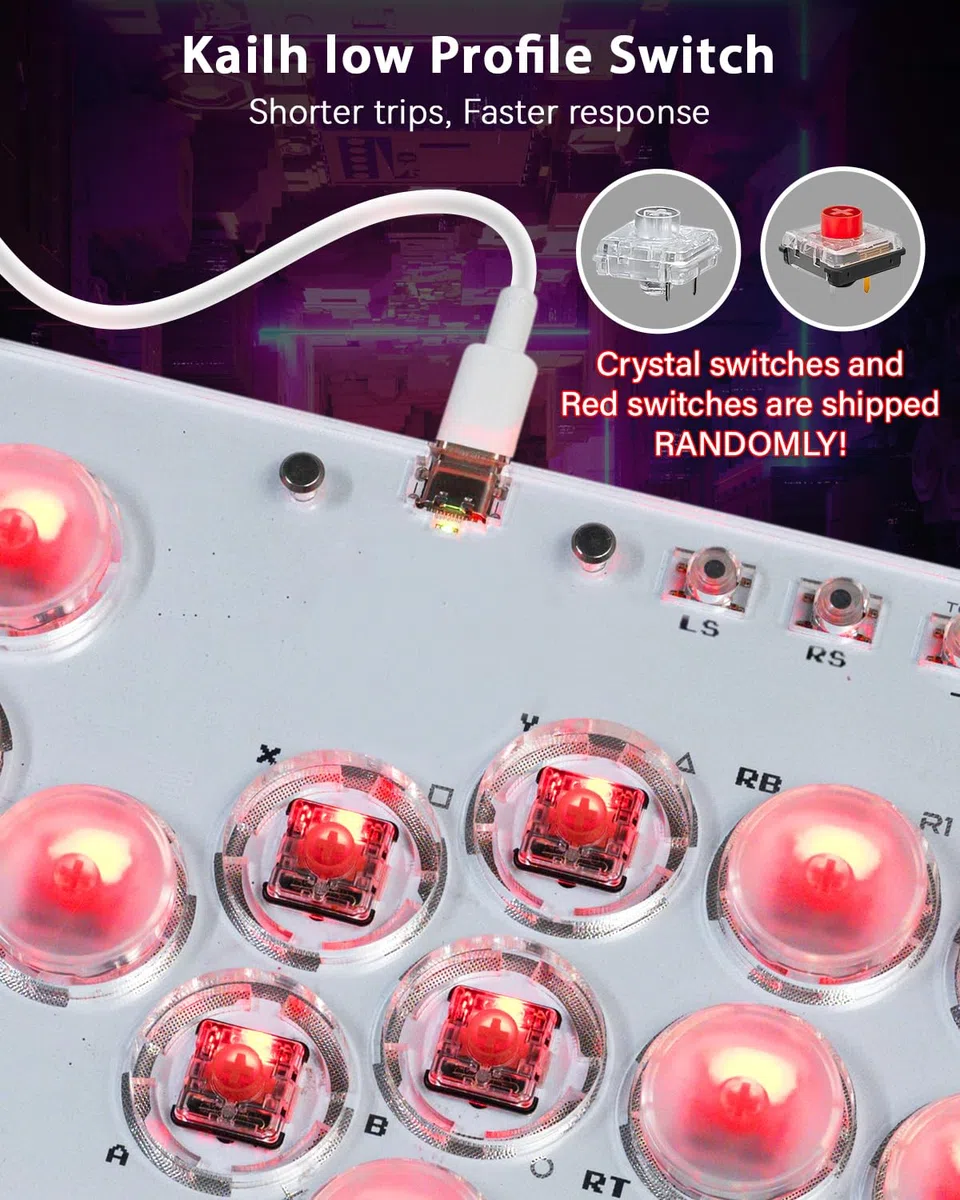Sehawei Arcade Fight stick, Fighting Arcade Game Keyboard per PS4/Switch/PC/PS3/Steam Street Fight keypad with Turbo Functions & Custom RGB（T16）