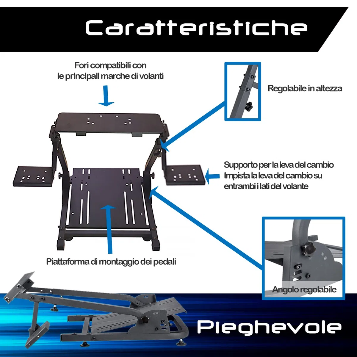 Supporto per volante G29 G920 G923 T150 T500 T300 TX TH8A Clubsport regolabile pieghevole