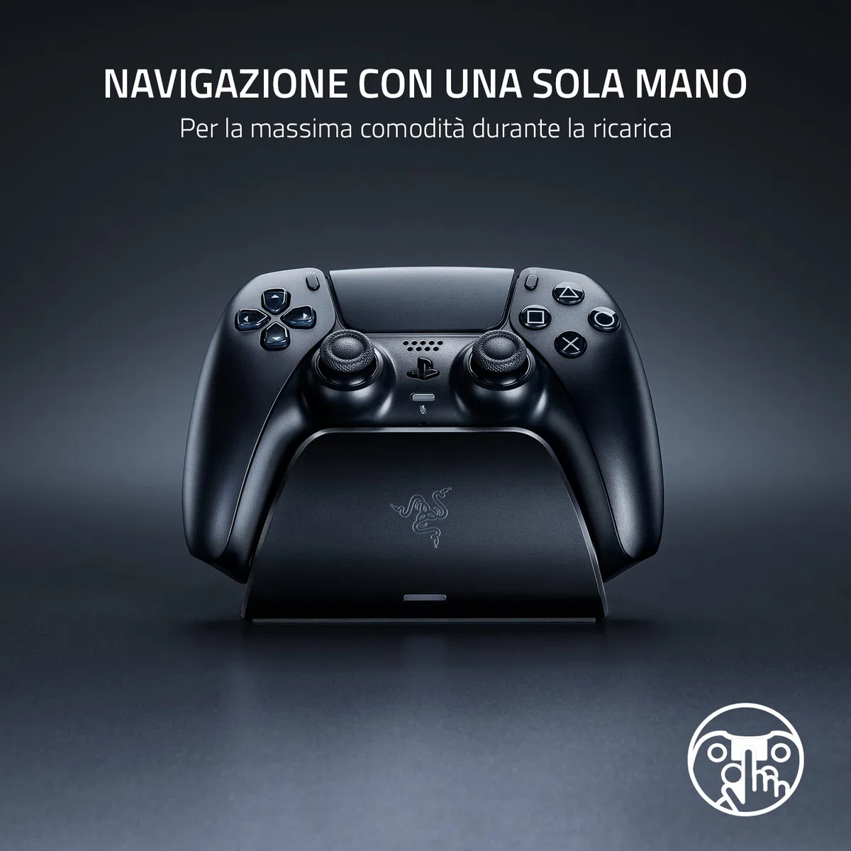 Razer Base di Ricarica Rapida Universale per PS5 - Caricabatterie Rapido per controller PS5 (Ricarica Rapida, Compatibilità Universale, Sistema a Contatto Magnetica) Midnight Black