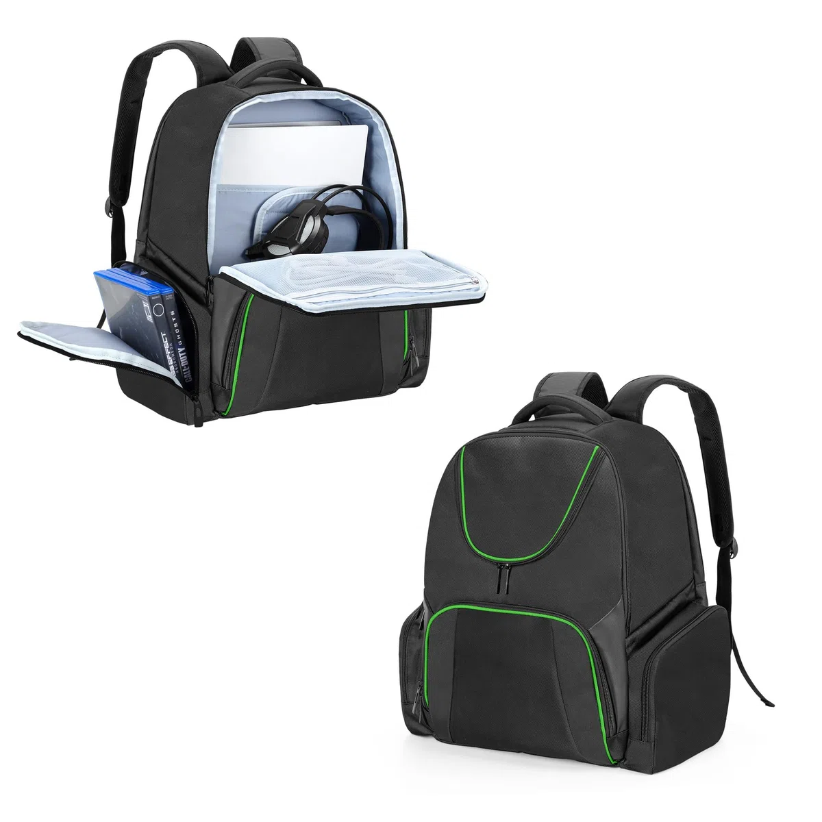 CURMIO Zaino da Viaggio per Xbox Series S, PS5, PS4, Verde - Custodia da Trasporto Console e Accessori