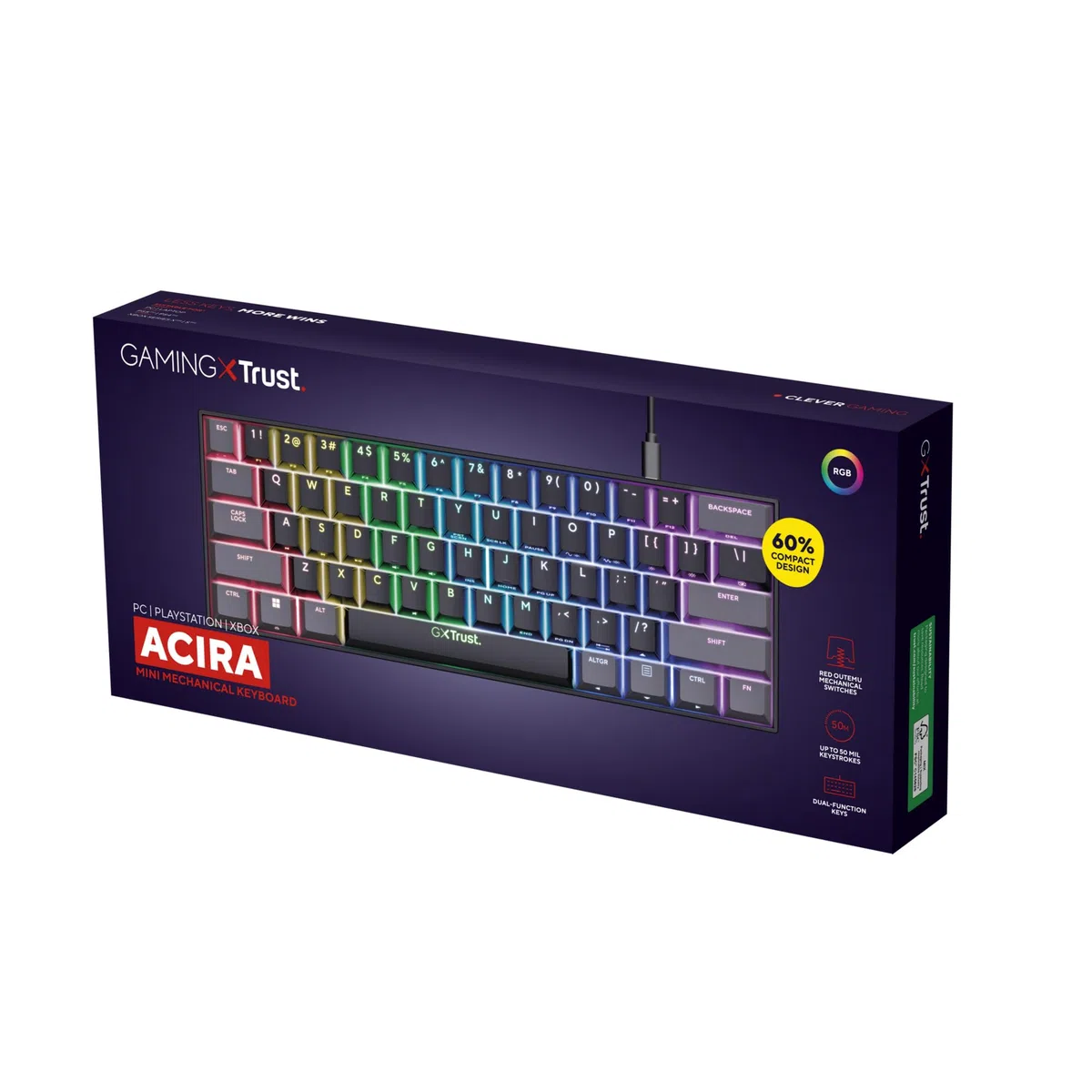 Acira Tastiera Meccanica 60% Layout Italiano QWERTY Retroilluminata RGB Gaming Programmabile USB Nero