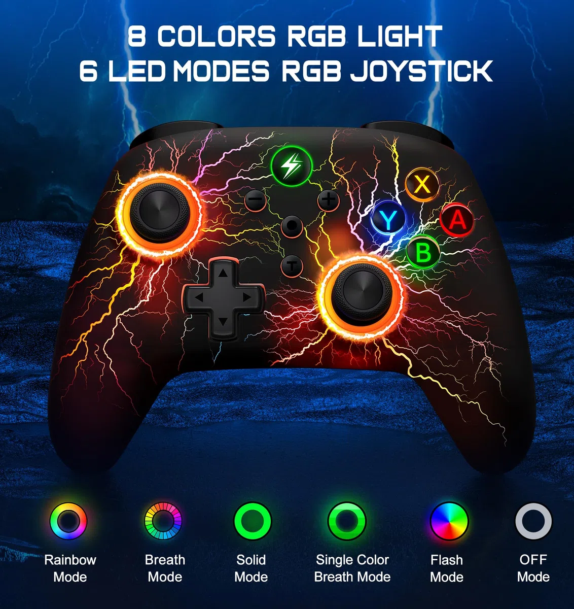 ALEEMTRY Controller Switch Wireless per Switch/Lite/OLED, Switch Controller con Pulsanti Programmabili e di Sincronizzazione/Giroscopio a 6 Assi/Turbo(Modello di Fulmine)