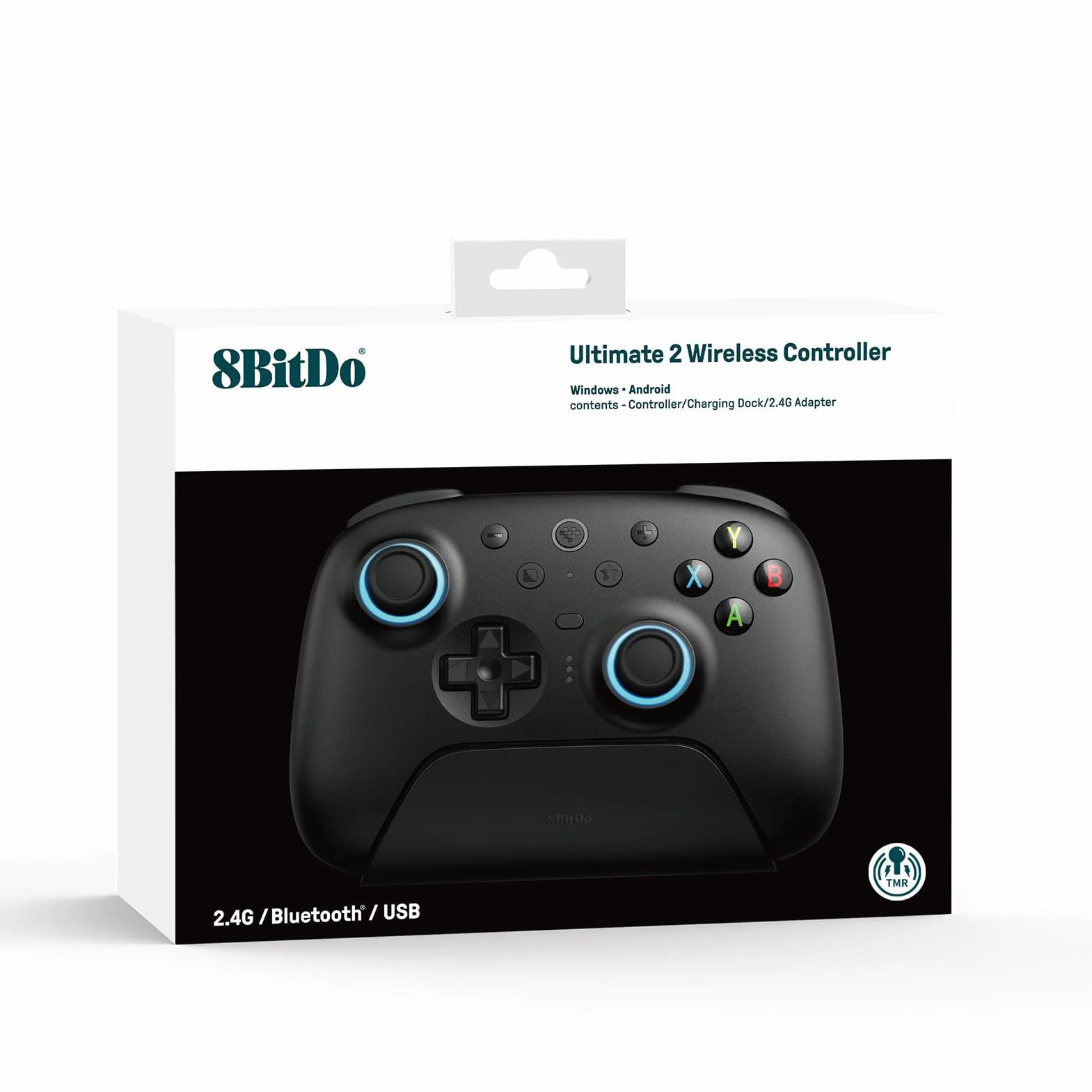 8Bitdo Ultimate 2 Wireless Controller for Windows & Android, Gaming Controller with TMR Joysticks, Switchable Hall Effect/Tactile Triggers, Motion Control, RGB Fire Ring, 8Speed Wireless Tech, Black