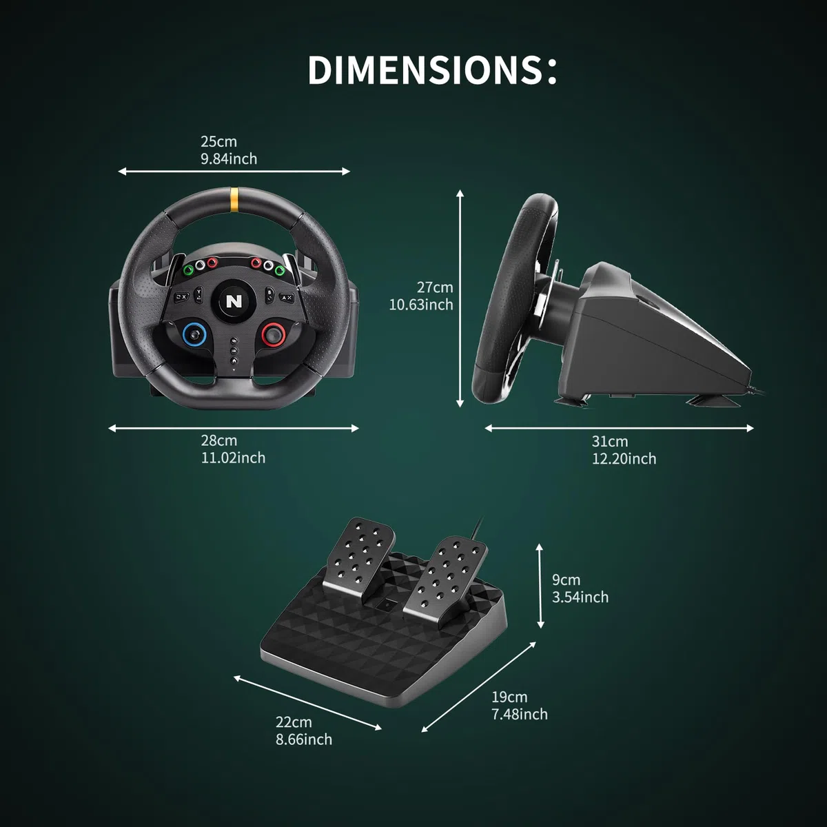 NITHO Drive Pro ONE V24 Volante da Corsa con Pedali 270° per PC, PS4, Xbox One, Xbox Series X|S, Switch Simulatore di Guida