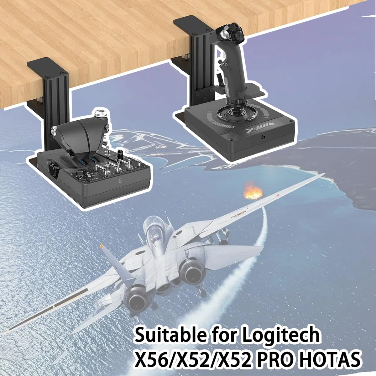 Supporto da scrivania compatibile con Thrustmaster T - Flight Hotas One, T - Flight Hotas 4, T - Flight Hotas X, T.Flight Stick X, Sol-R2 HOSAS, Farmstick, TCA Quadrant Boeing Edition e così