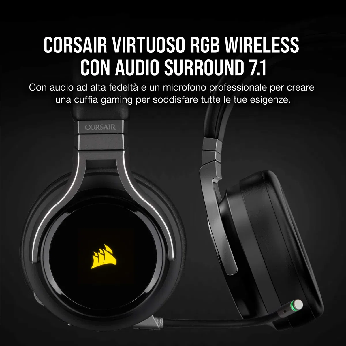 Corsair Virtuoso RGB Wireless Alta Fedeltà Cuffia Gaming Nero