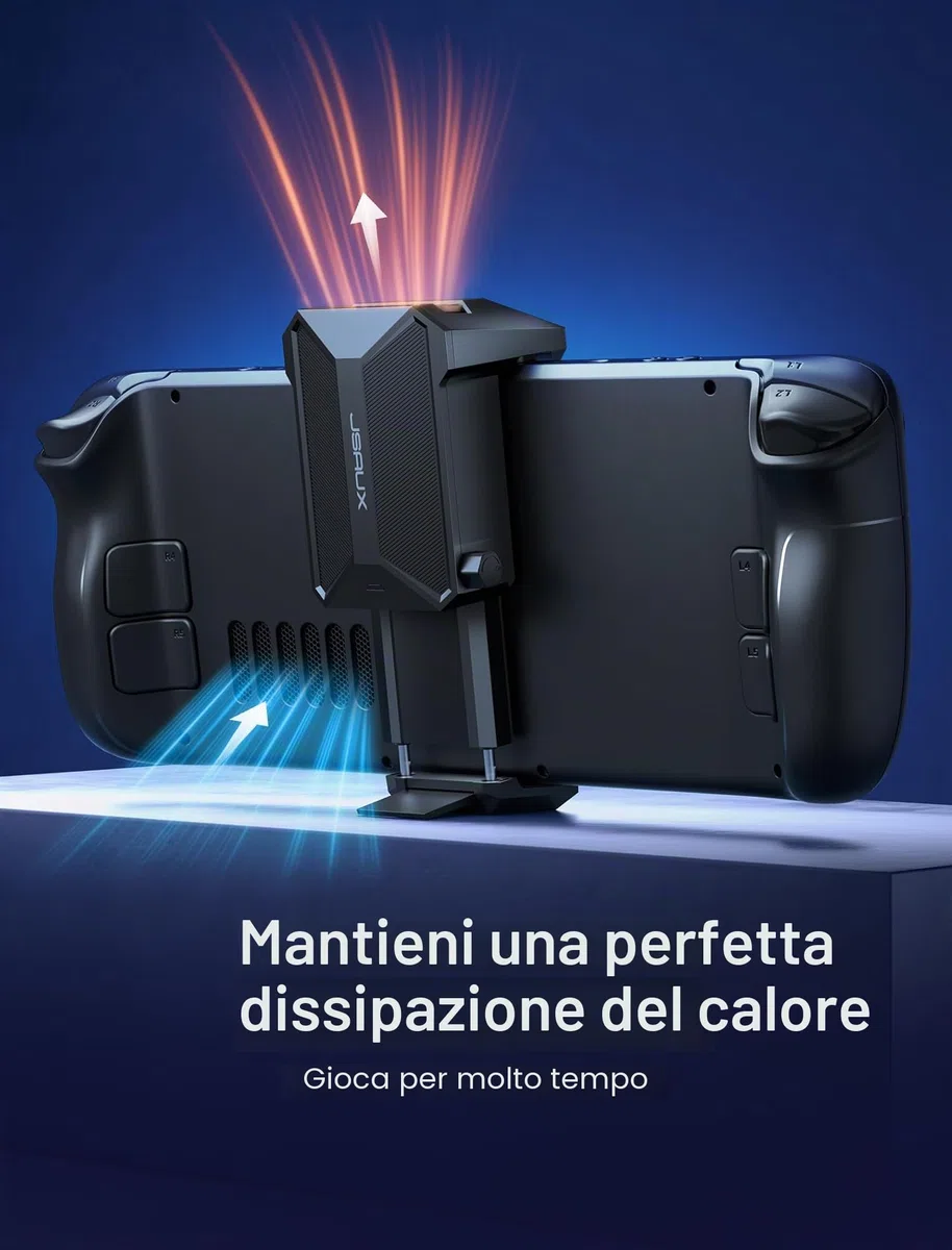 JSAUX Ventola di Raffreddamento per Steam Deck, Raffreddatore con Accessori per SteamDeck, Ventola di Raffreddamento Innovativa con Supporto Compatibile per Steam Deck-GP0201
