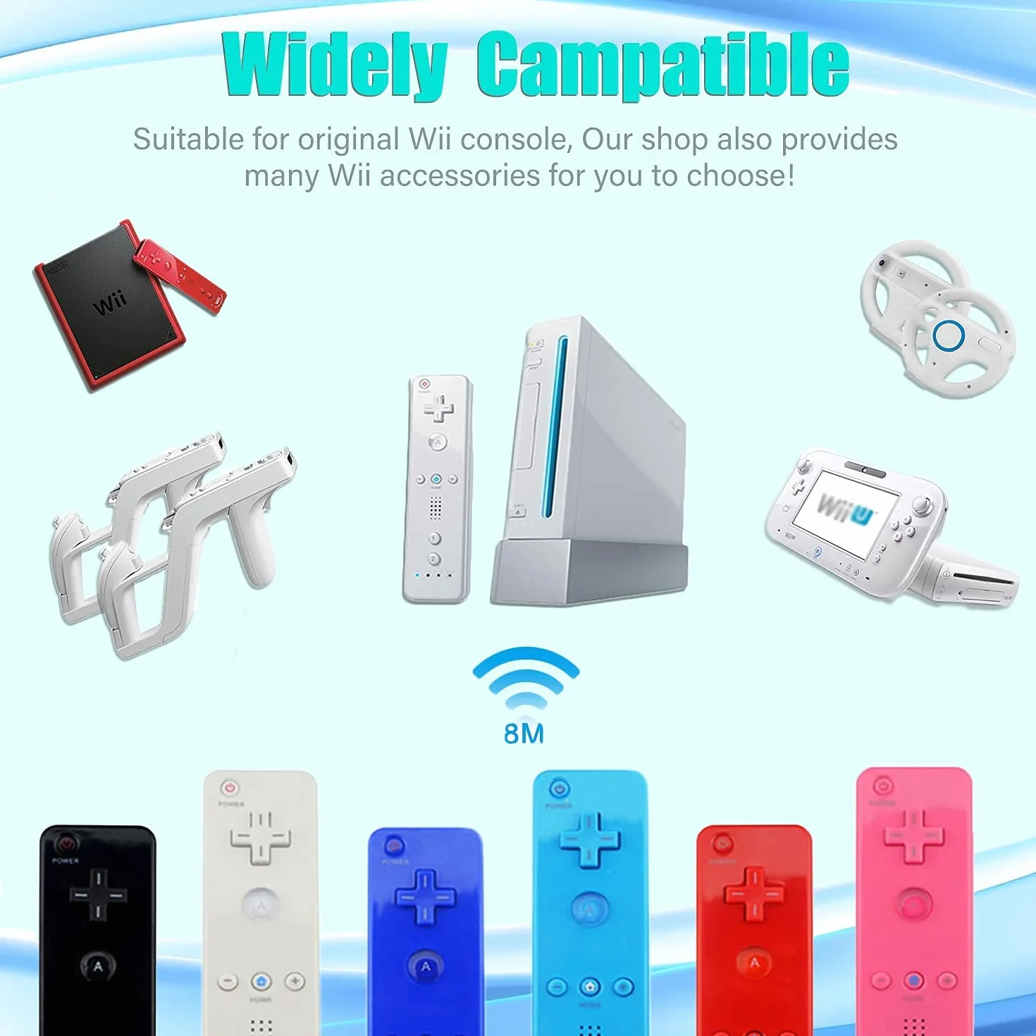 Telecomando Wii Remote Controller e Nunchuk, TechKen Wii Remote Plus Controller Motion Plus con telecomando Nunchuck Wii Joystick Wii Remote Game Control con custodia in silicone per console Wii/Wii u | Controller con Motion Plus e Nunchuck, controller Wi
